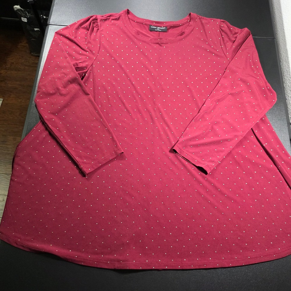 Lane Bryant Burgundy Studded Long Sleeve Swing Tunic Top Plus Size 18/20